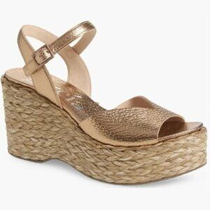 PEDRO GARCIA Doina SANDALS Size 10 40 Platform Wedge Metallic Leather NEW $675